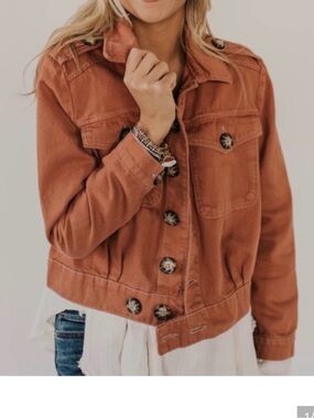 Free People Women's Terracotta Slouchy Eisenhower Trucker Jacket S